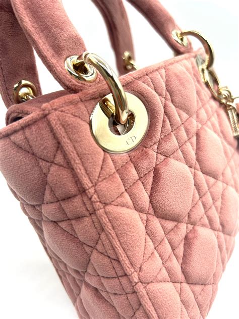 pink small lady dior|mini Lady Dior velvet bag.